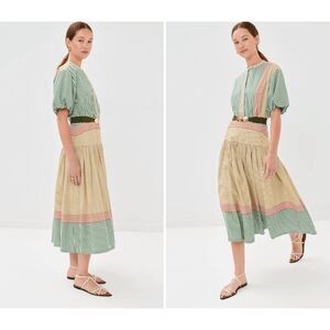 SILVIA TCHERASSI Jil Stripe Cotton Midi Shirt Dress In Multi MEDIUM $1250